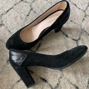 Aquatalia Croc animal/Suede Black pumps 7.5